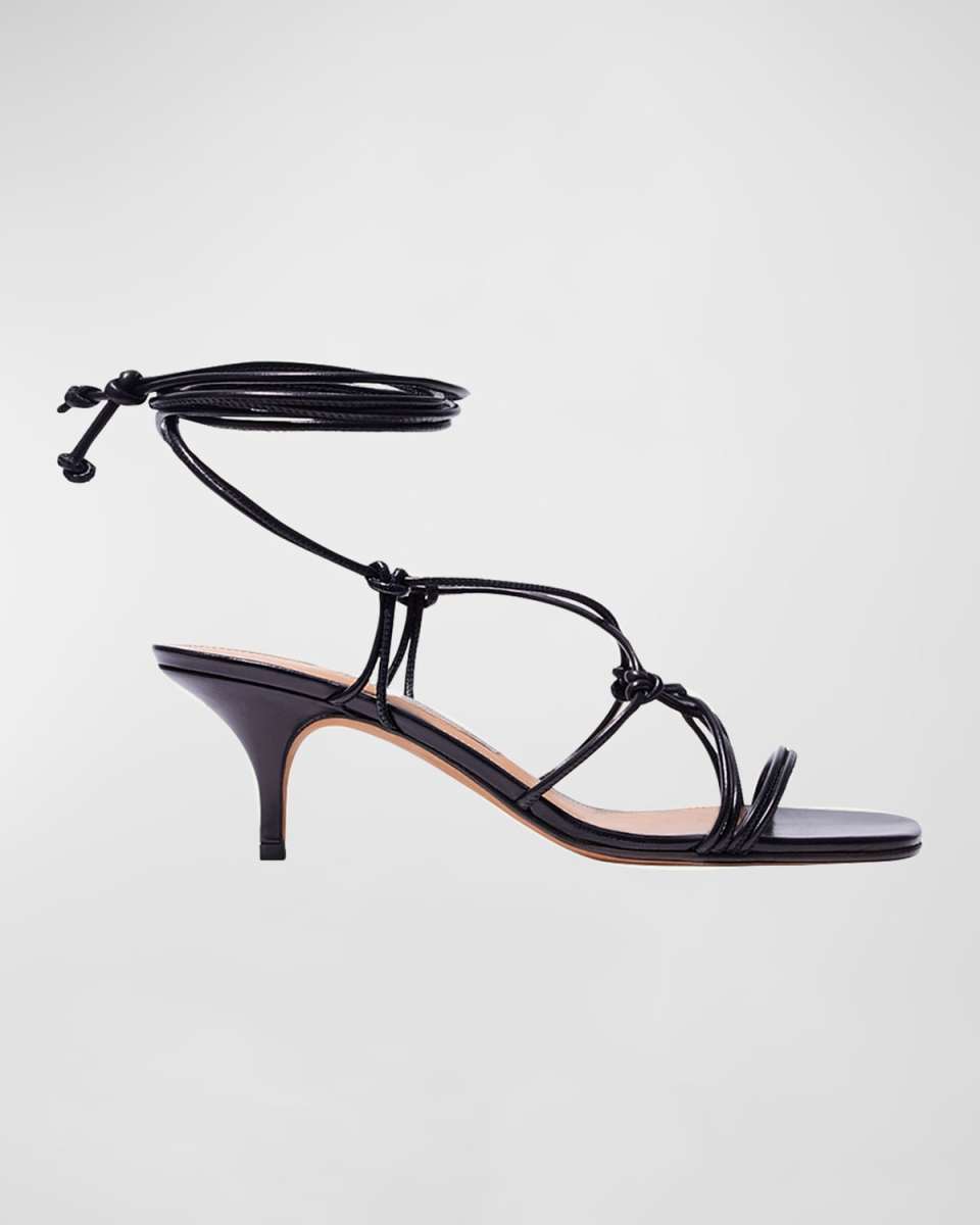 Festa Knotted Leather Ankle-Wrap Sandals